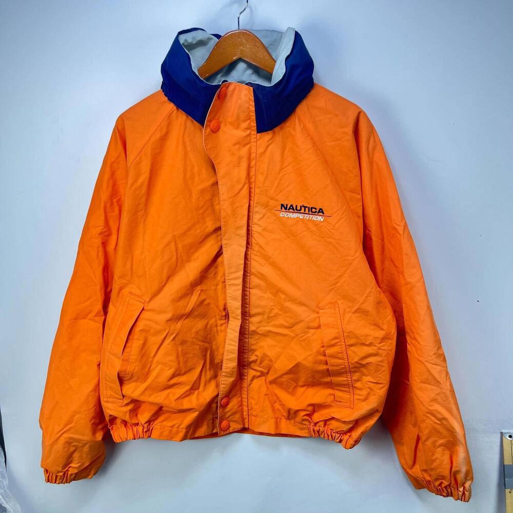 Vintage 90s Nautica Competition Windbreaker Jacket Orange XL
